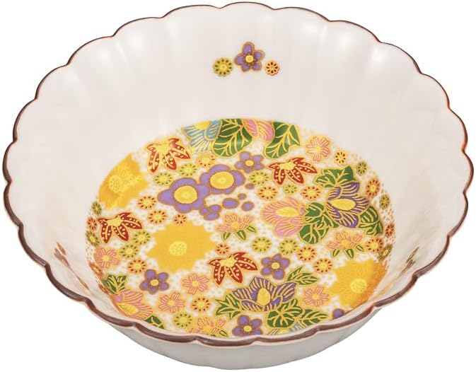 染錦 割絵山水・立鶴図 大小鉢 2点古伊万里 染錦